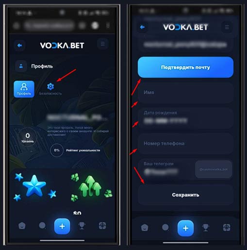 Верификация в казино Vodka